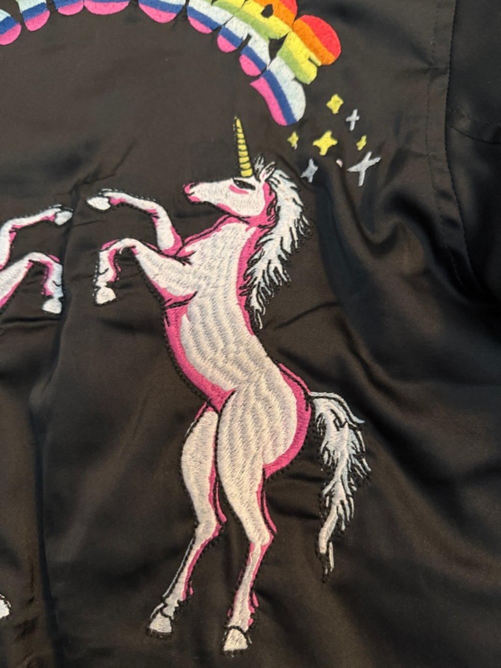 Rare! UNIF Black Embroidered Hardcore Bomber Jacket XS Unisex Y2K - Picture 9 of 16